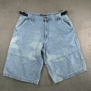 Machine Denim Cargo Shorts Light Blue Baggy Skater Y2K Size 36 Grunge